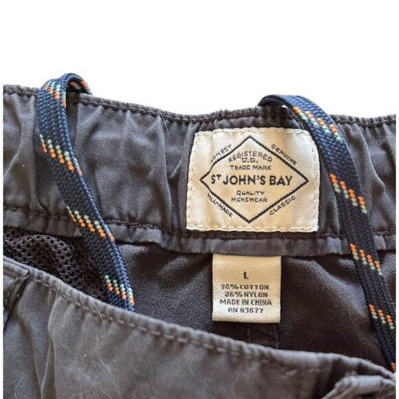 St Johns Bay Cargo Pants Women's Large gray fleece lined zip pocket - Picture 7 of 10